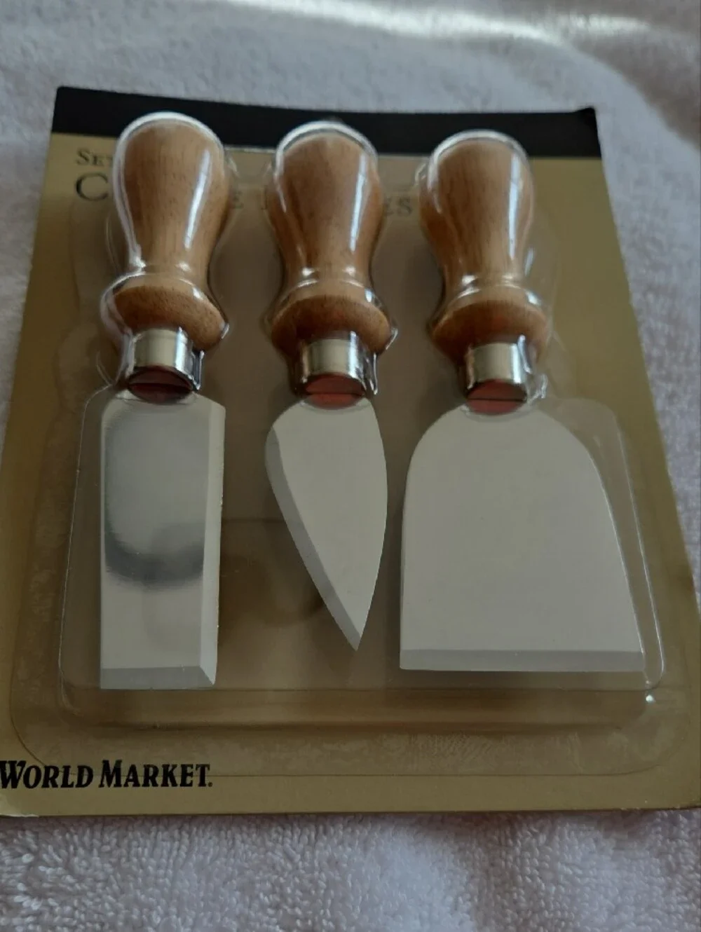 Cost Plus World Market Wood-Handled 3-Piece Cheese Knife Set - Natural Brown